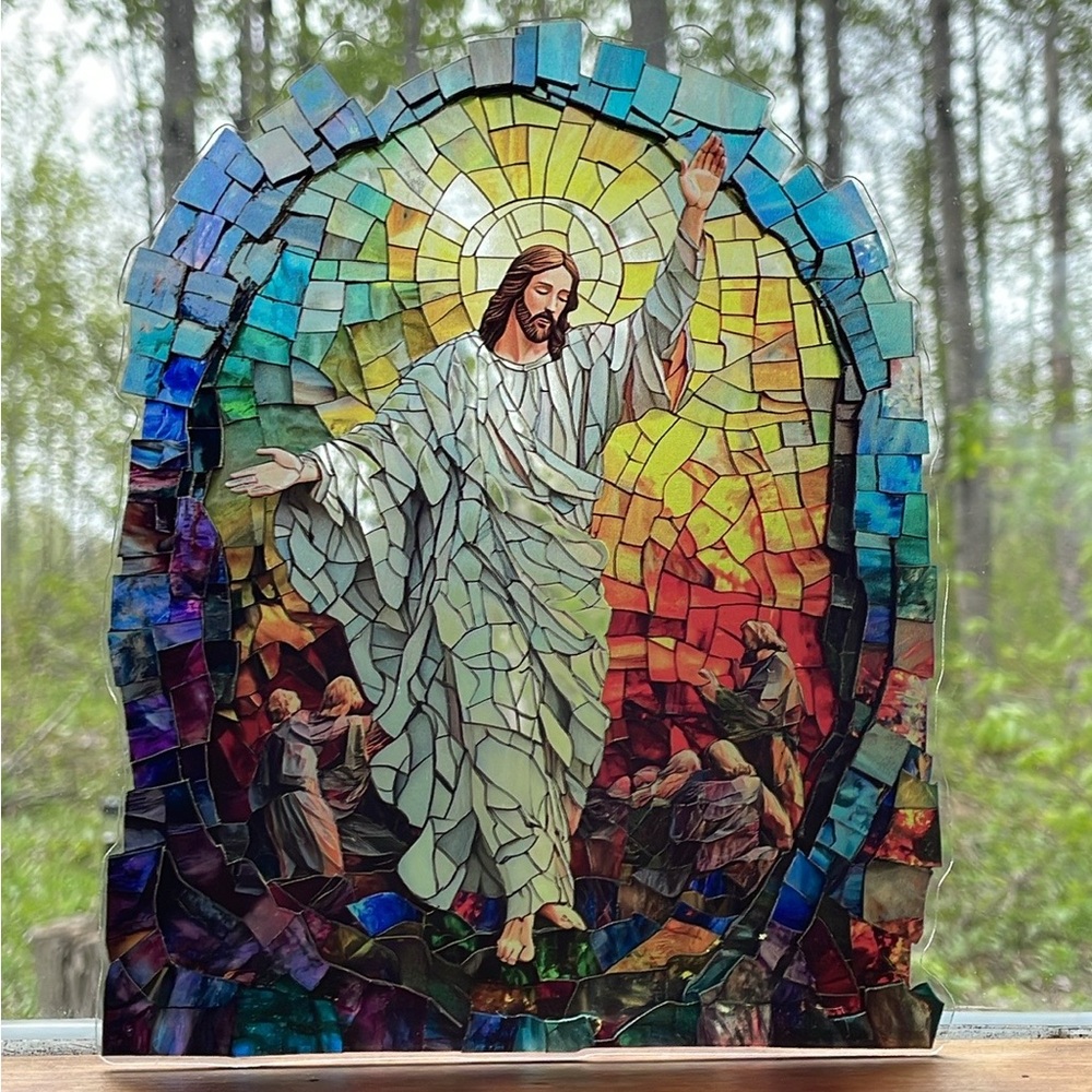 Suncatcher Acrylic Religious Gift Decoration Faux Stained Glass New